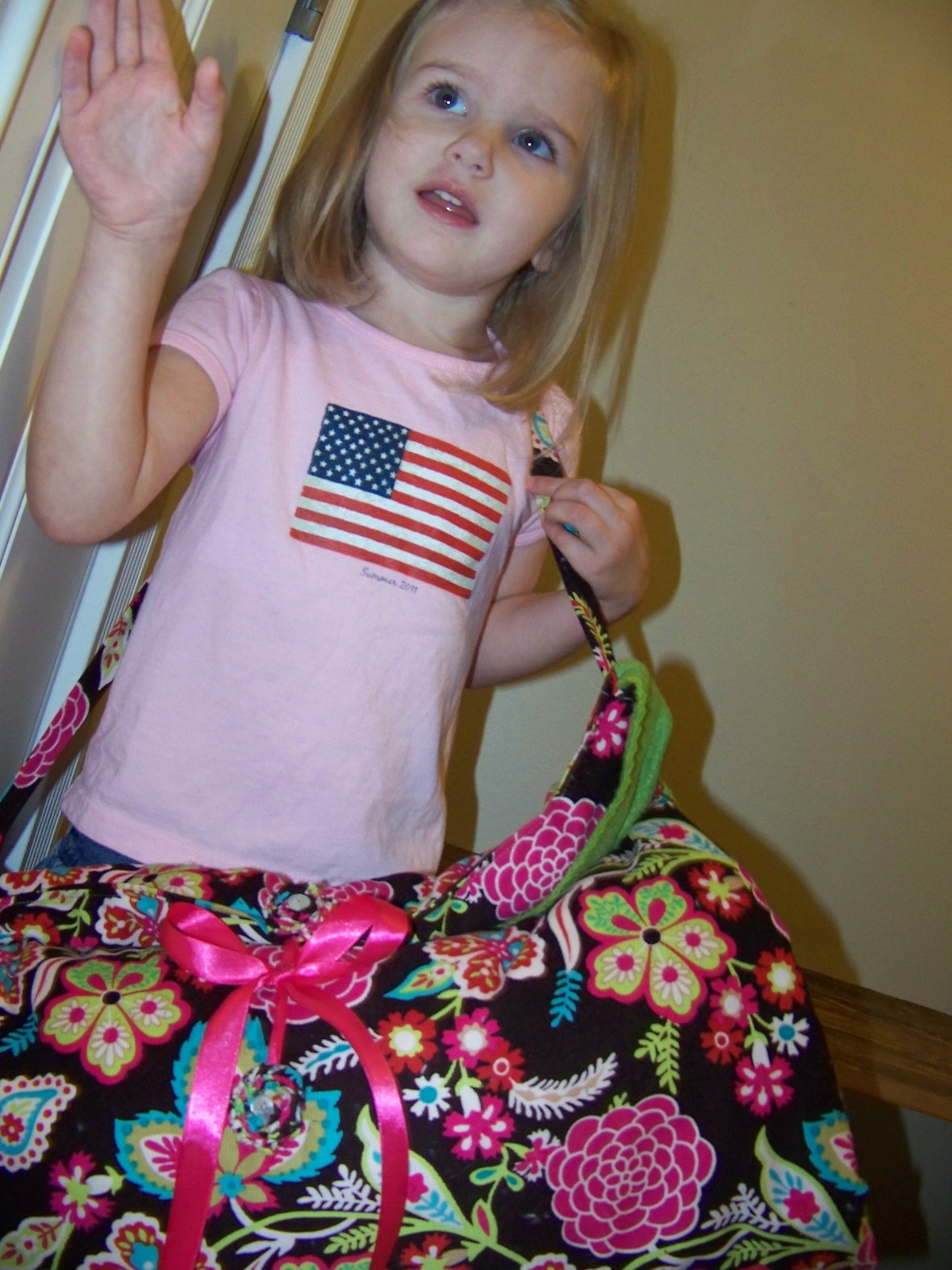 Bella wearing her mat